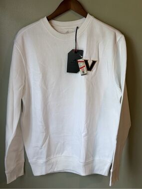 Antigua White Vanderbilt Crewneck with V Patch